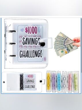 💸 $1000 Savings Challenge Binder Booklet – Cash Envelope Budget Planner Wallet